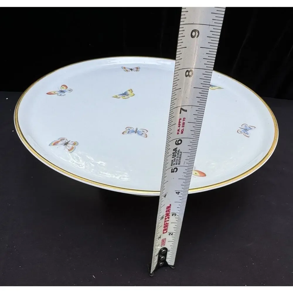 Tharaud Limoges Porcelain White Butterfly Cake Plate Rare! -8/25